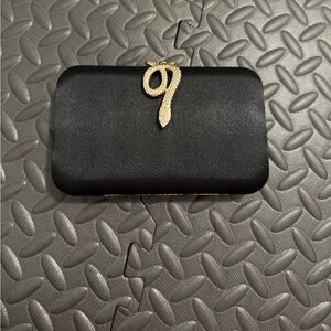 Chic Black Clutch with Gold Detail